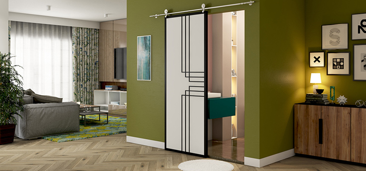 sliding bathroom door installation in Blackhawk